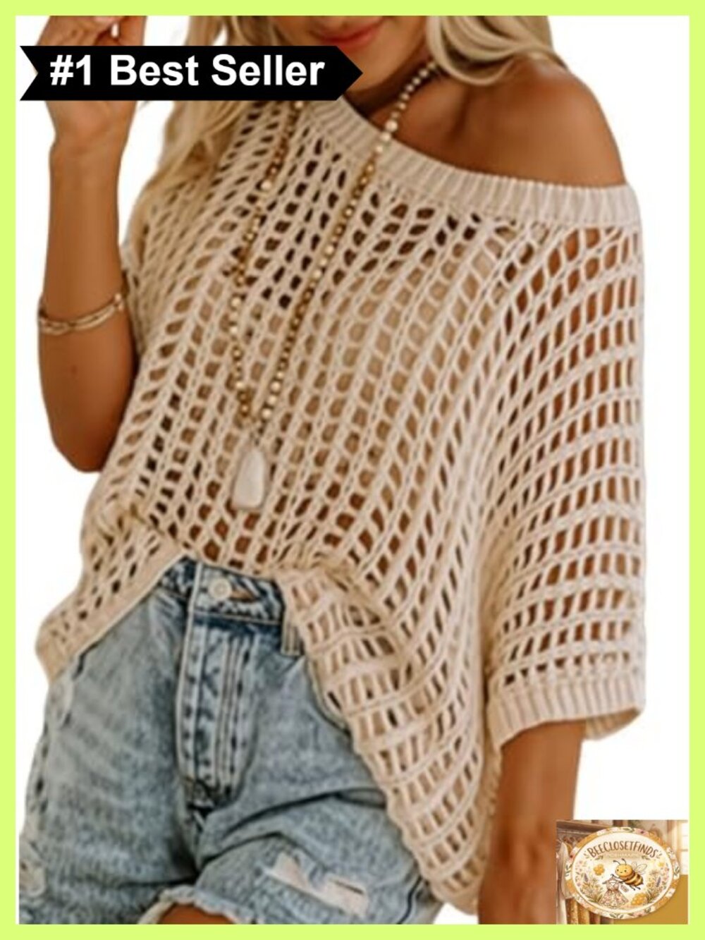 Crochet Hollow Out Short Sleeve Scoop Neck Sweater Beach Coverup